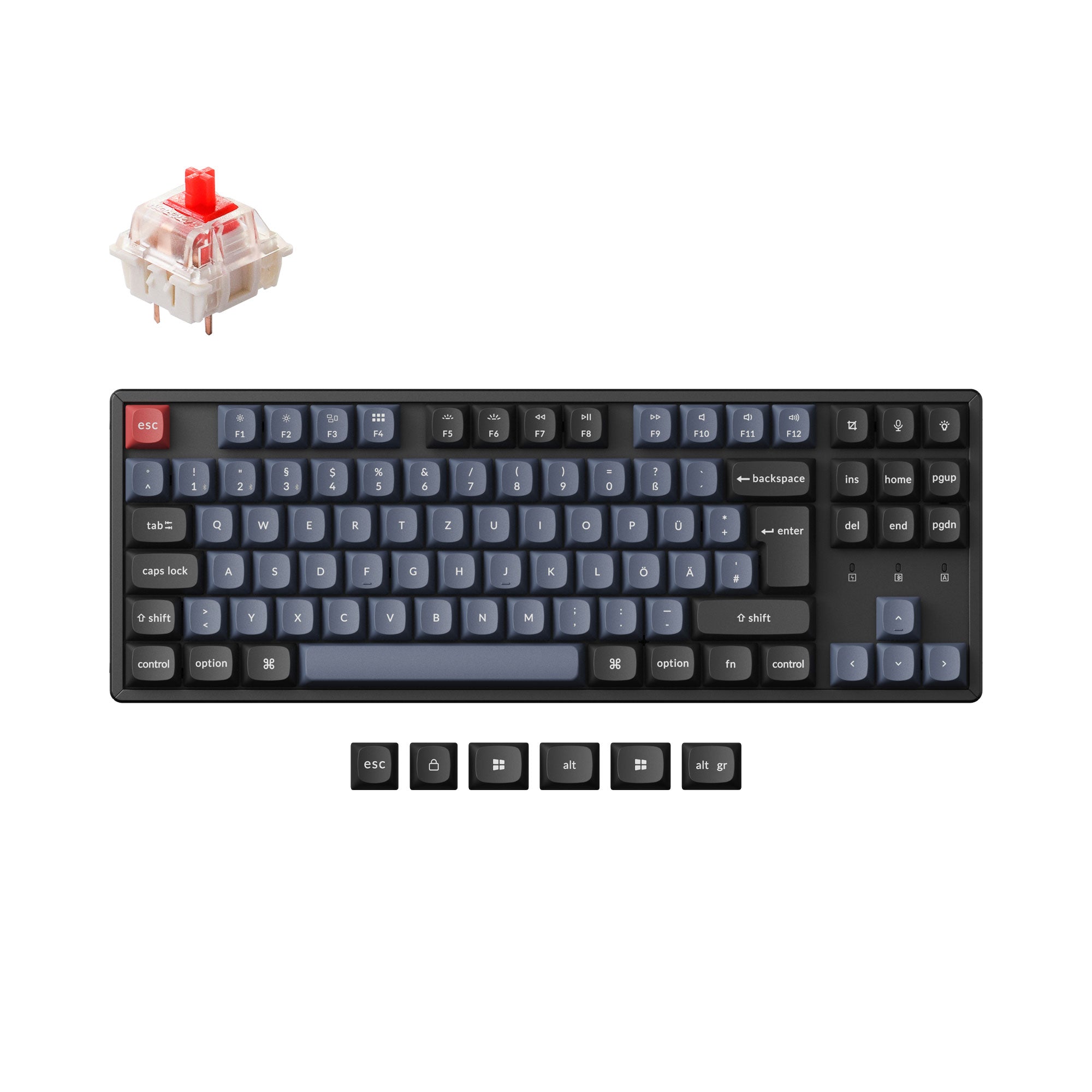 Coleção de layout ISO de teclado mecânico sem fio Keychron K8 Pro QMK/VIA