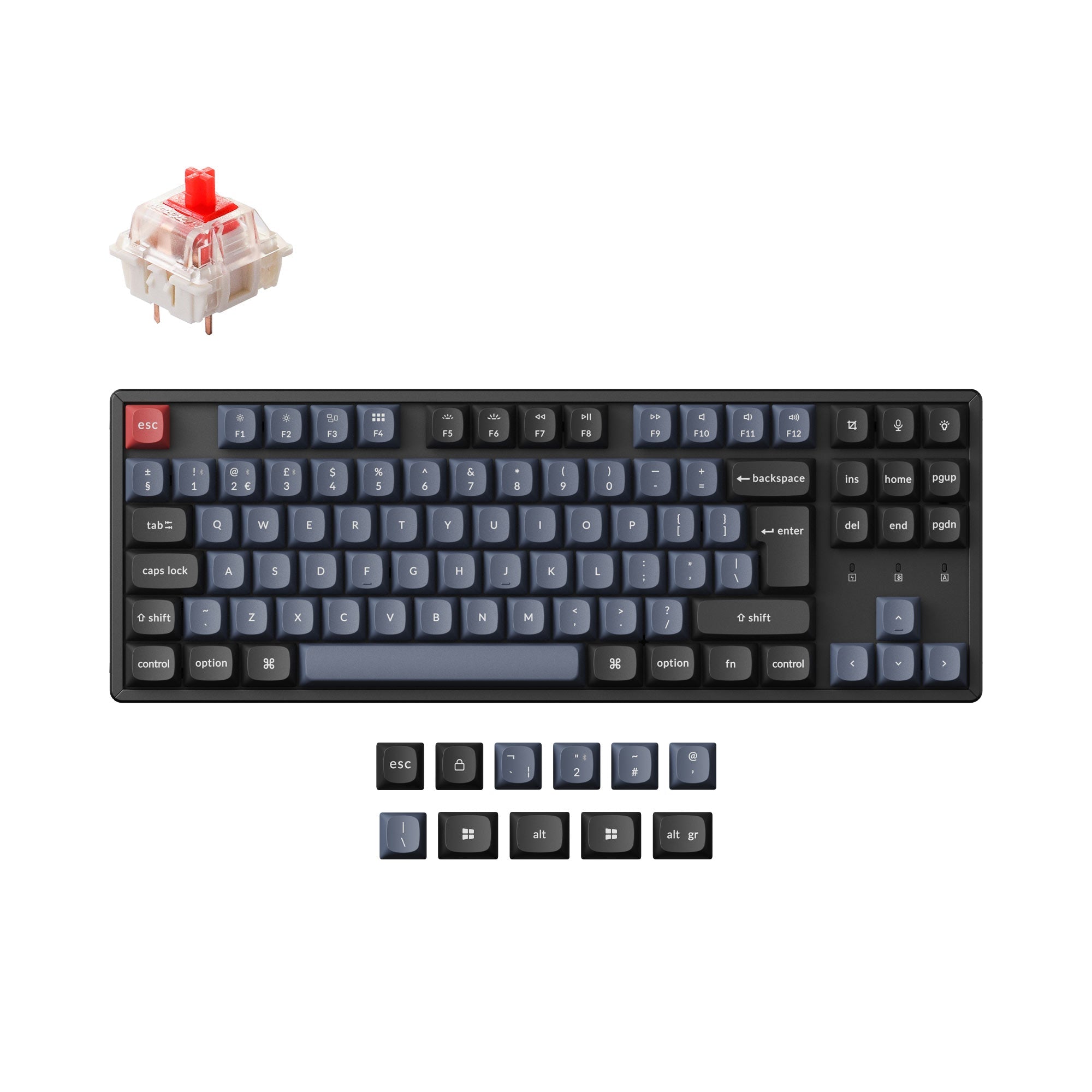 Coleção de layout ISO de teclado mecânico sem fio Keychron K8 Pro QMK/VIA