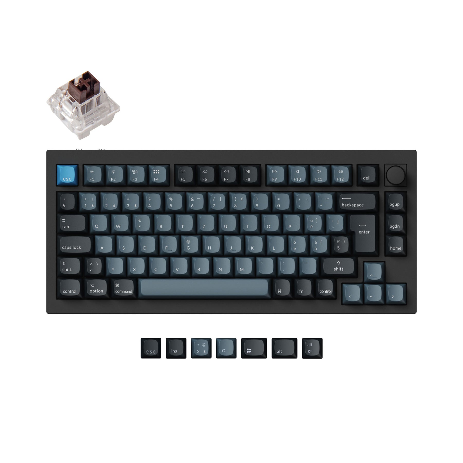 Keychron q1 pro qmk/via coleção de layout iso de teclado mecânico personalizado sem fio