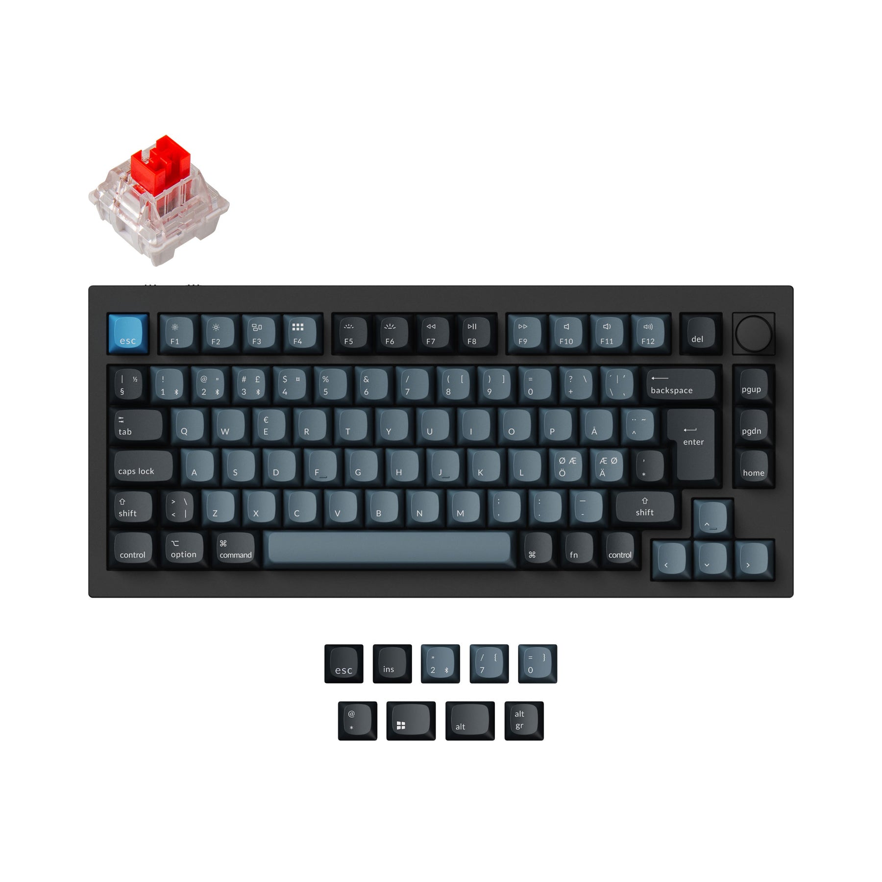 Keychron q1 pro qmk/via coleção de layout iso de teclado mecânico personalizado sem fio