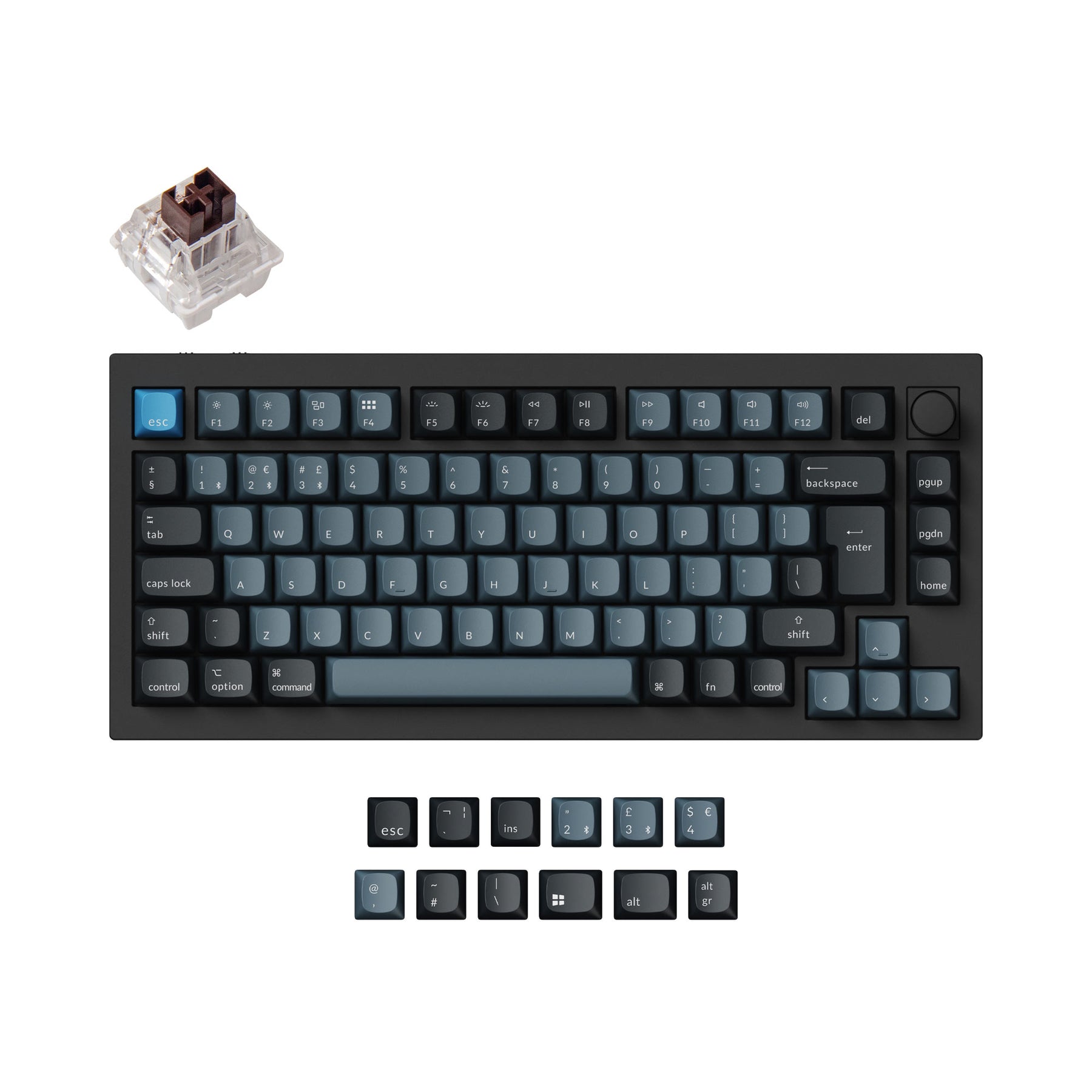 Keychron q1 pro qmk/via coleção de layout iso de teclado mecânico personalizado sem fio