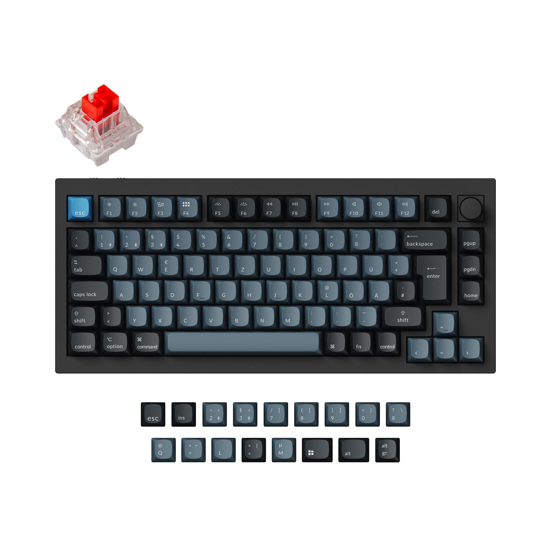 Keychron q1 pro qmk/via coleção de layout iso de teclado mecânico personalizado sem fio