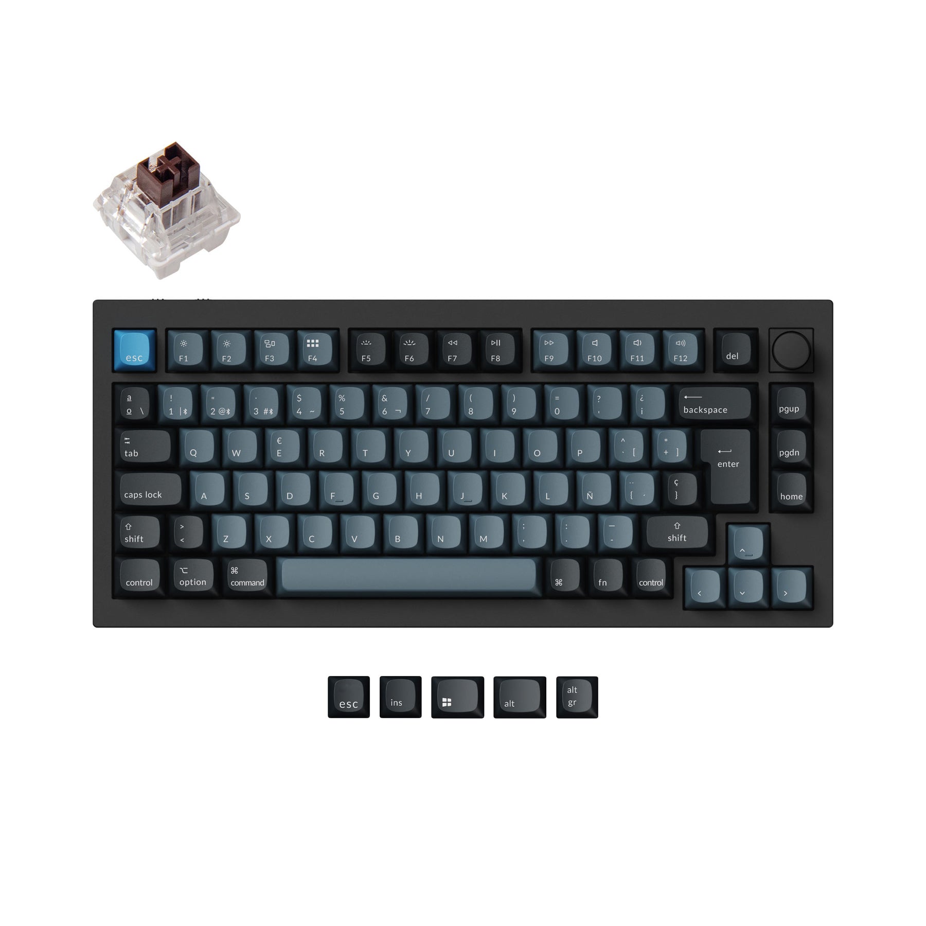 Keychron q1 pro qmk/via coleção de layout iso de teclado mecânico personalizado sem fio