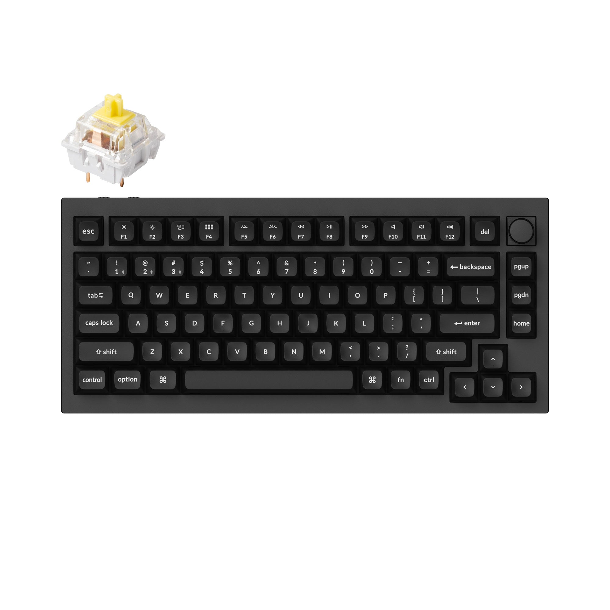 Keychron Q1 Pro QMK/VIA wireless custom mechanical keyboard 75 percent layout aluminum black keycaps for Mac WIndows Linux RGB backlight hot-swappable K Pro banana