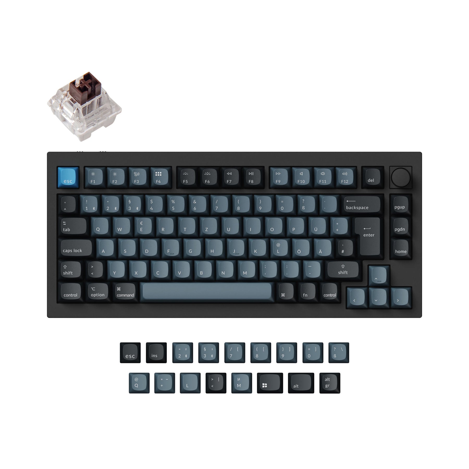 Keychron q1 pro qmk/via coleção de layout iso de teclado mecânico personalizado sem fio