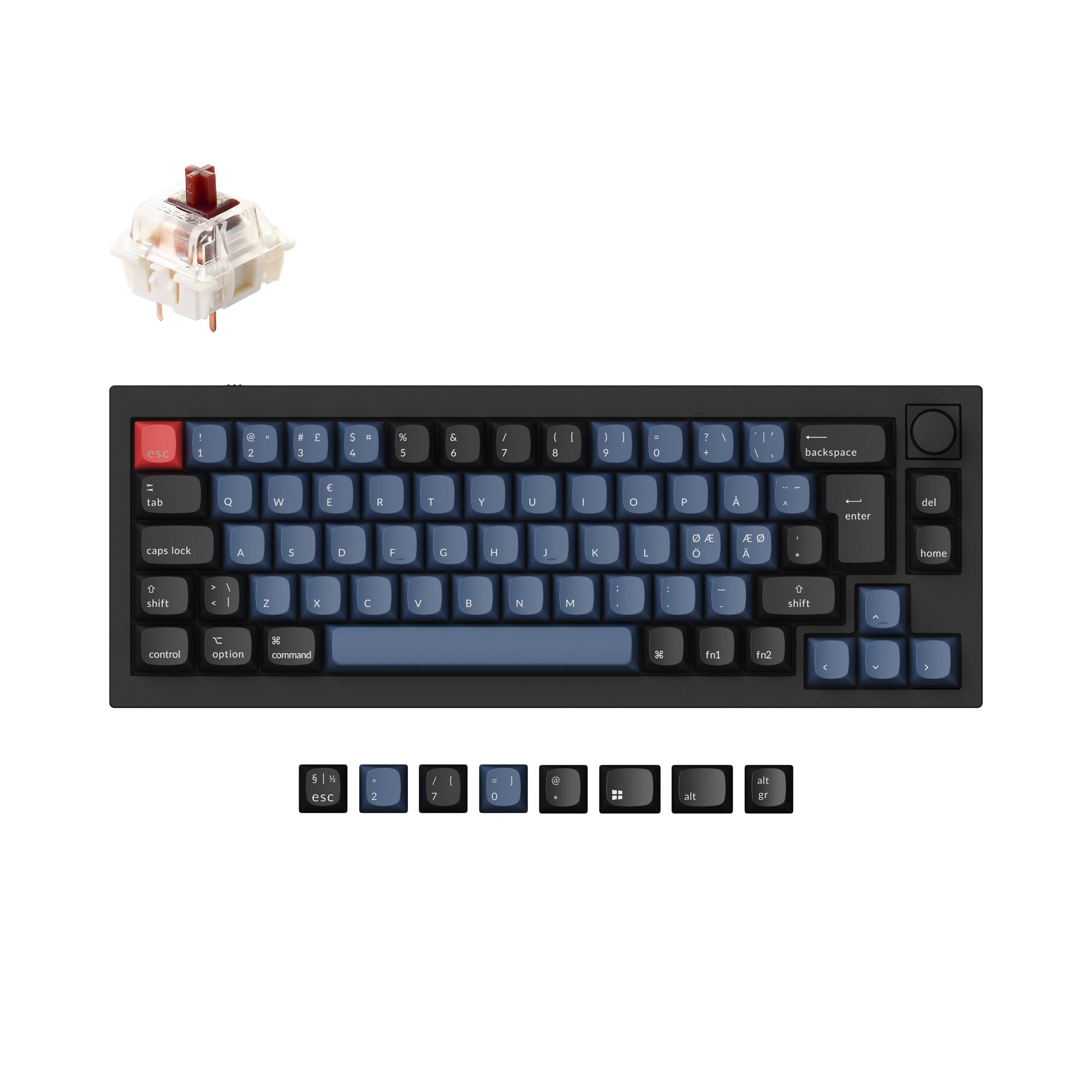 Keychron Q2 QMK VIA custom mechanical keyboard 65 percent layout full aluminum frame Mac Windows Nordic ISO layout hot swappable Gateron G Pro brown