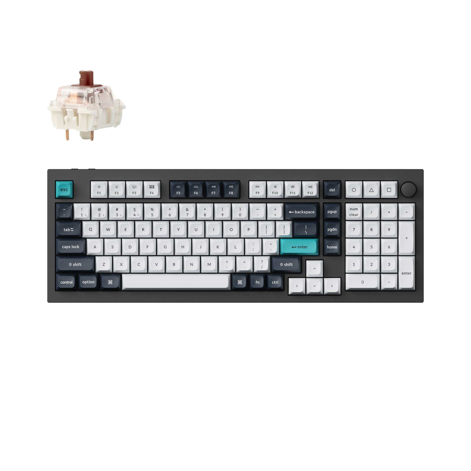 Keychron Q5 Max QMK/VIA Wireless Custom Mechanical Keyboard 96% Layout Aluminum Black Fully Assembled Knob for Mac Windows Linux Gateron Jupiter Brown