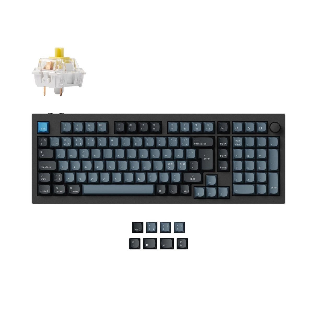 Keychron Q5 Pro QMK/VIA wireless custom mechanical keyboard 96 percent layout aluminum black for Mac Windows Linux RGB hot-swappable K Pro switch banana ISO Nordic layout