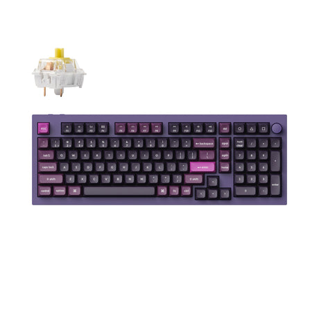 Keychron Q5 Pro QMK/VIA wireless custom mechanical keyboard 96 percent layout full aluminum purple frame for Mac WIndows Linux RGB backlight hot-swappable K Pro switch banana