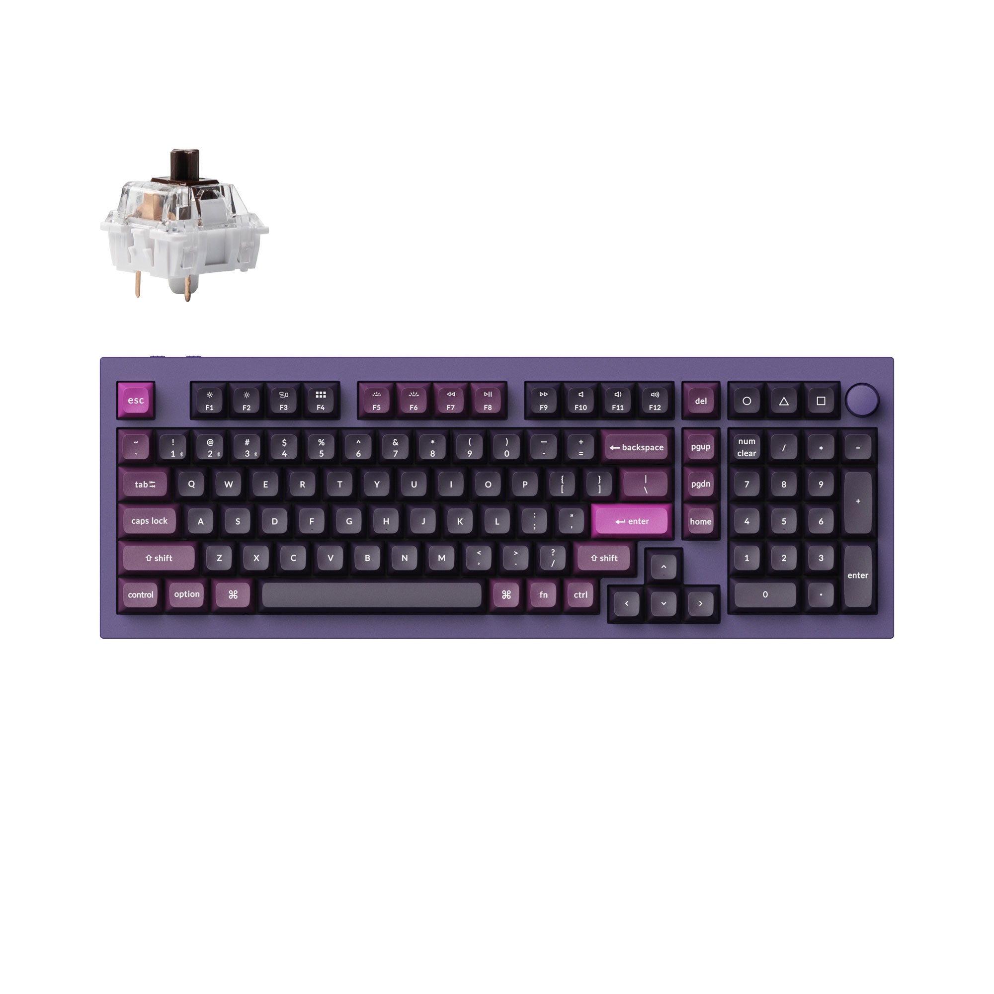 Keychron Q5 Pro QMK/VIA wireless custom mechanical keyboard 96 percent layout full aluminum purple frame for Mac WIndows Linux RGB backlight hot-swappable K Pro switch brown