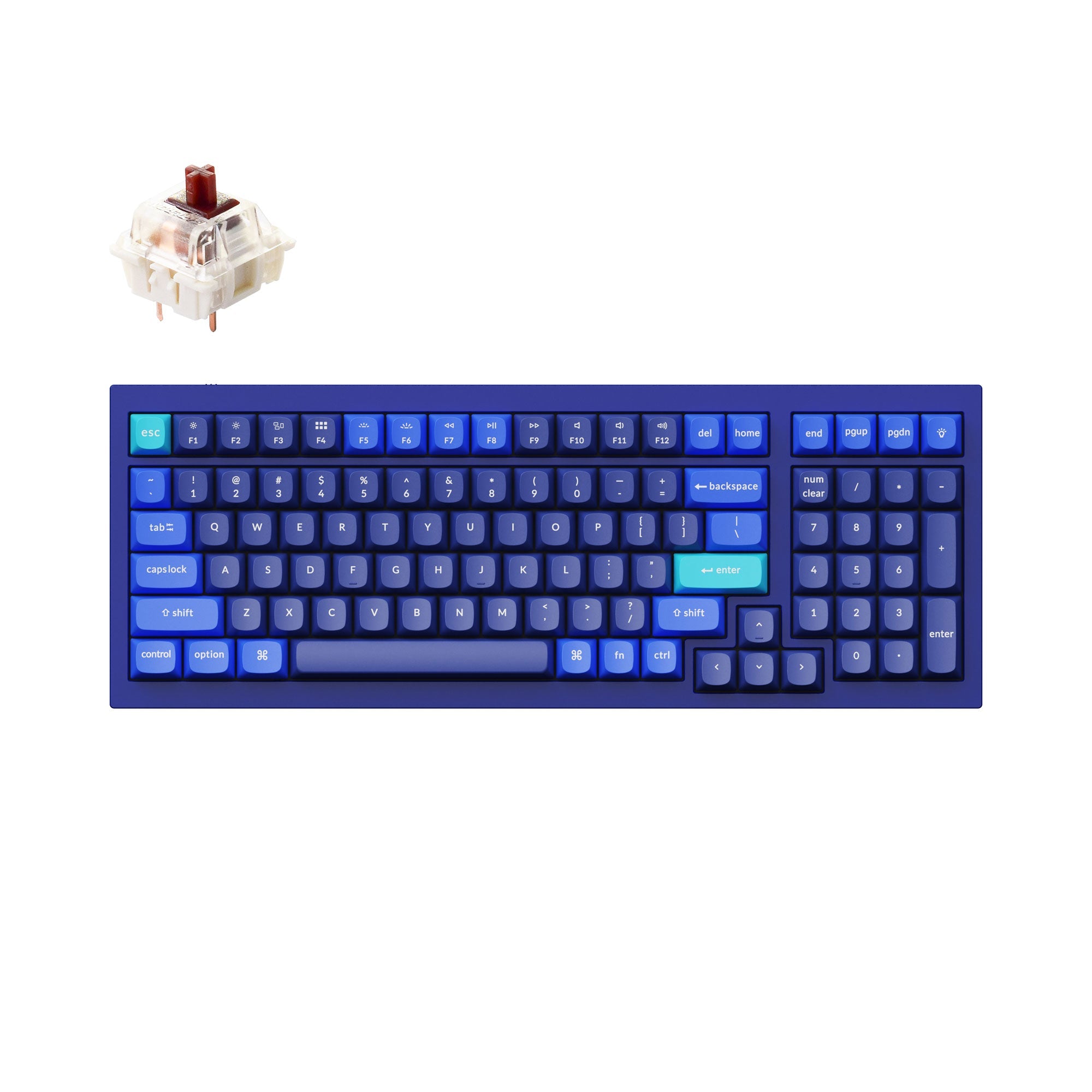 Keychron Q5 QMK VIA custom mechanical keyboard 1800 compact 96 percent layout full aluminum blue frame for Mac Windows RGB backlight with hot swappable Gateron G Pro switch brown