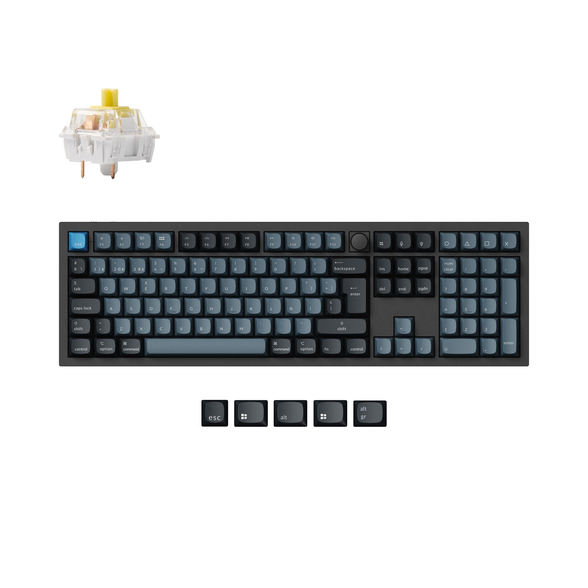 Keychron Q6 Pro QMK/VIA wireless custom mechanical keyboard full-size layout aluminum black for Mac Windows Linux  RGB hot-swappable K Pro switch banana ISO Spanish layout