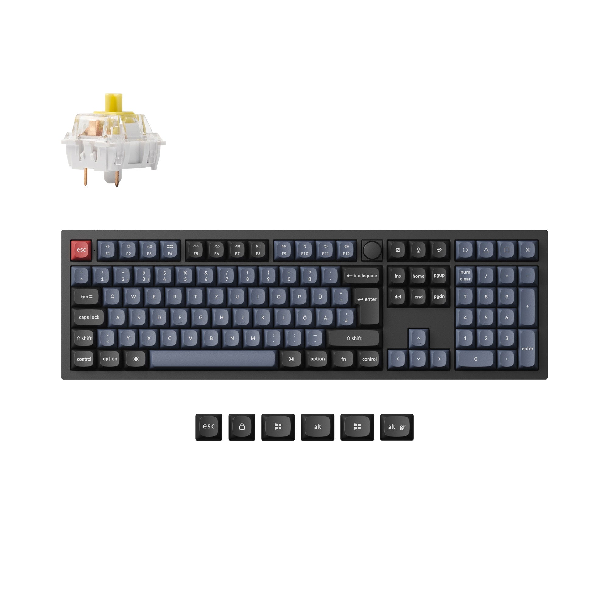 Keychron Q6 Pro QMK/VIA wireless custom mechanical keyboard full-size layout aluminum black for Mac Windows Linux RGB hot-swappable K Pro switch banana ISO German layout PBT