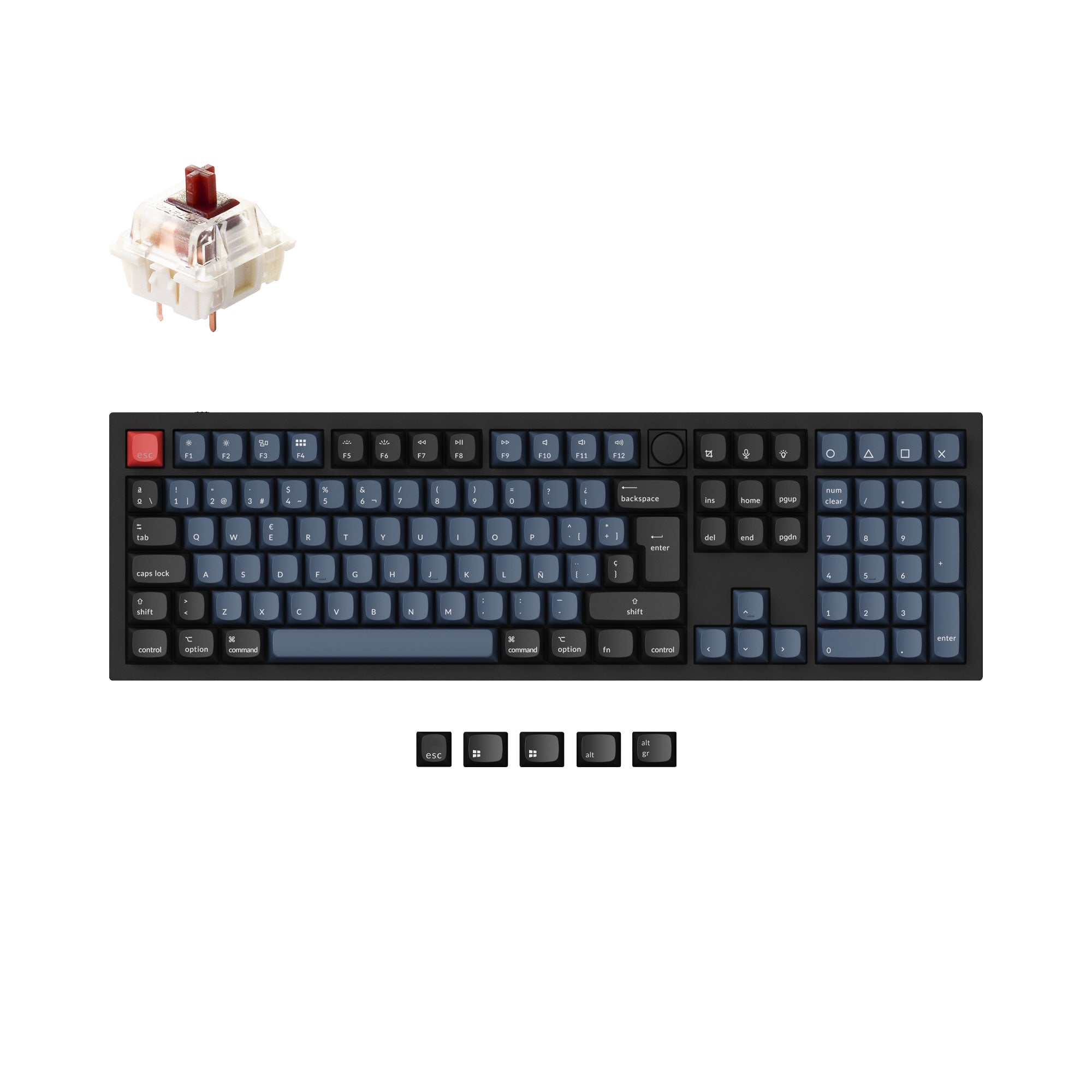 Keychron Q6 QMK VIA custom mechanical keyboard full size aluminum black frame knob Spainish ISO layout for Mac Windows Hot Swappable Gateron G Pro Brown