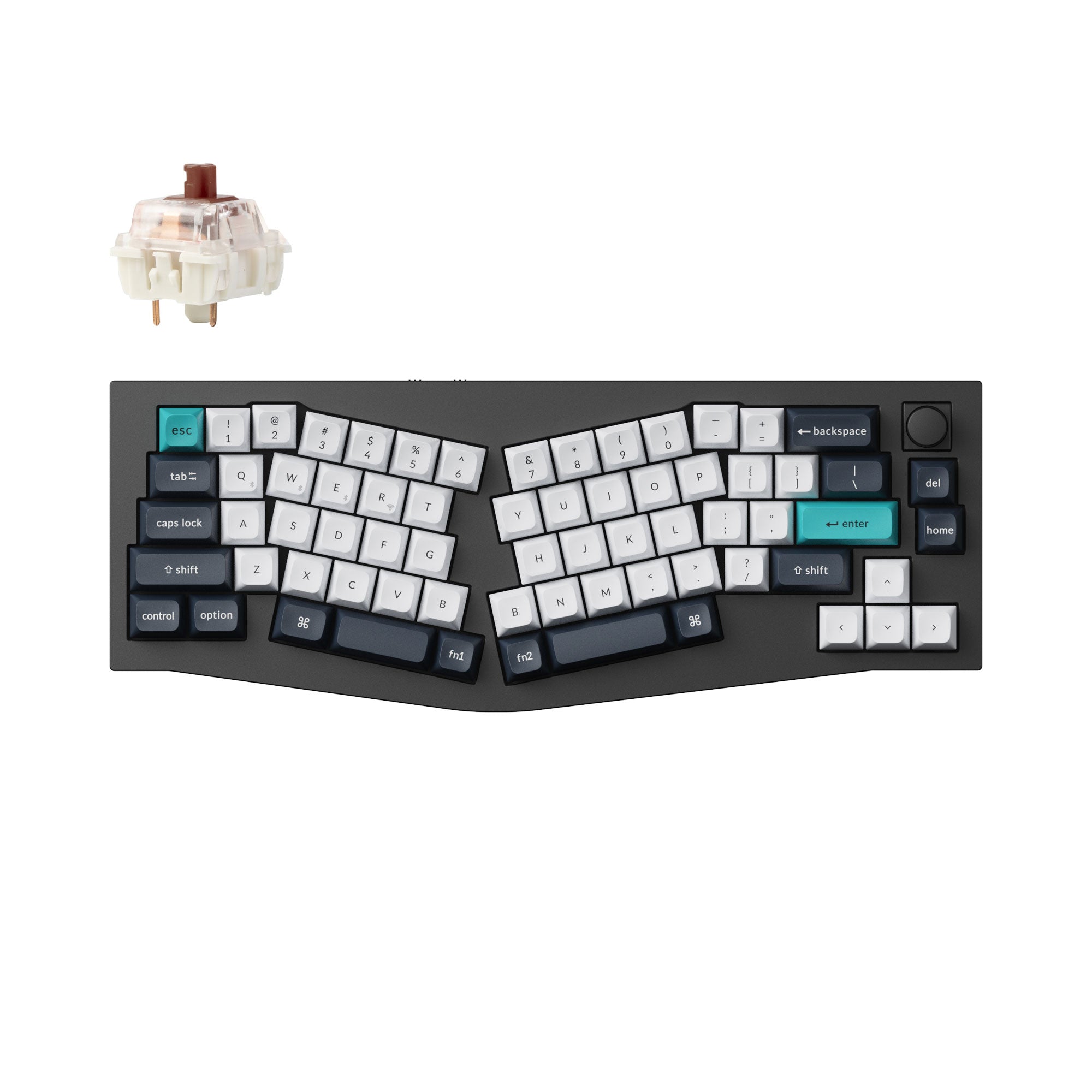 Keychron Q8 Max QMK/VIA Wireless Custom Mechanical Keyboard 65 Percent Alice Layout Aluminum Black Fully Assembled Knob for Mac Windows Linux Gateron Jupiter Brown