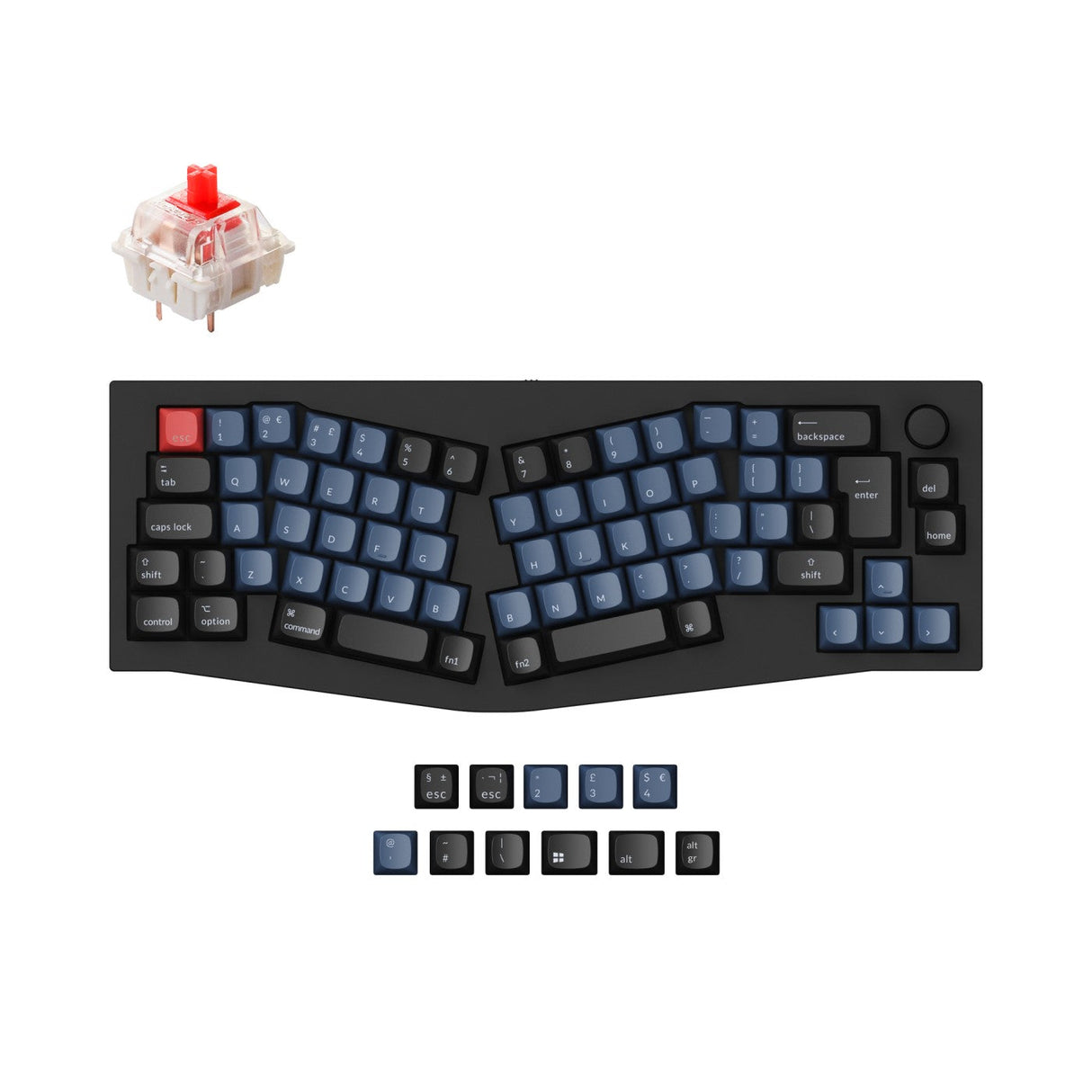 Keychron Q8 QMK VIA Custom Mechanical Keyboard Alice Layout Full Aluminum Frame For Mac Windows Linux Fully Assembled Knob Carbon Black UK ISO Layout Gateron G Pro Red