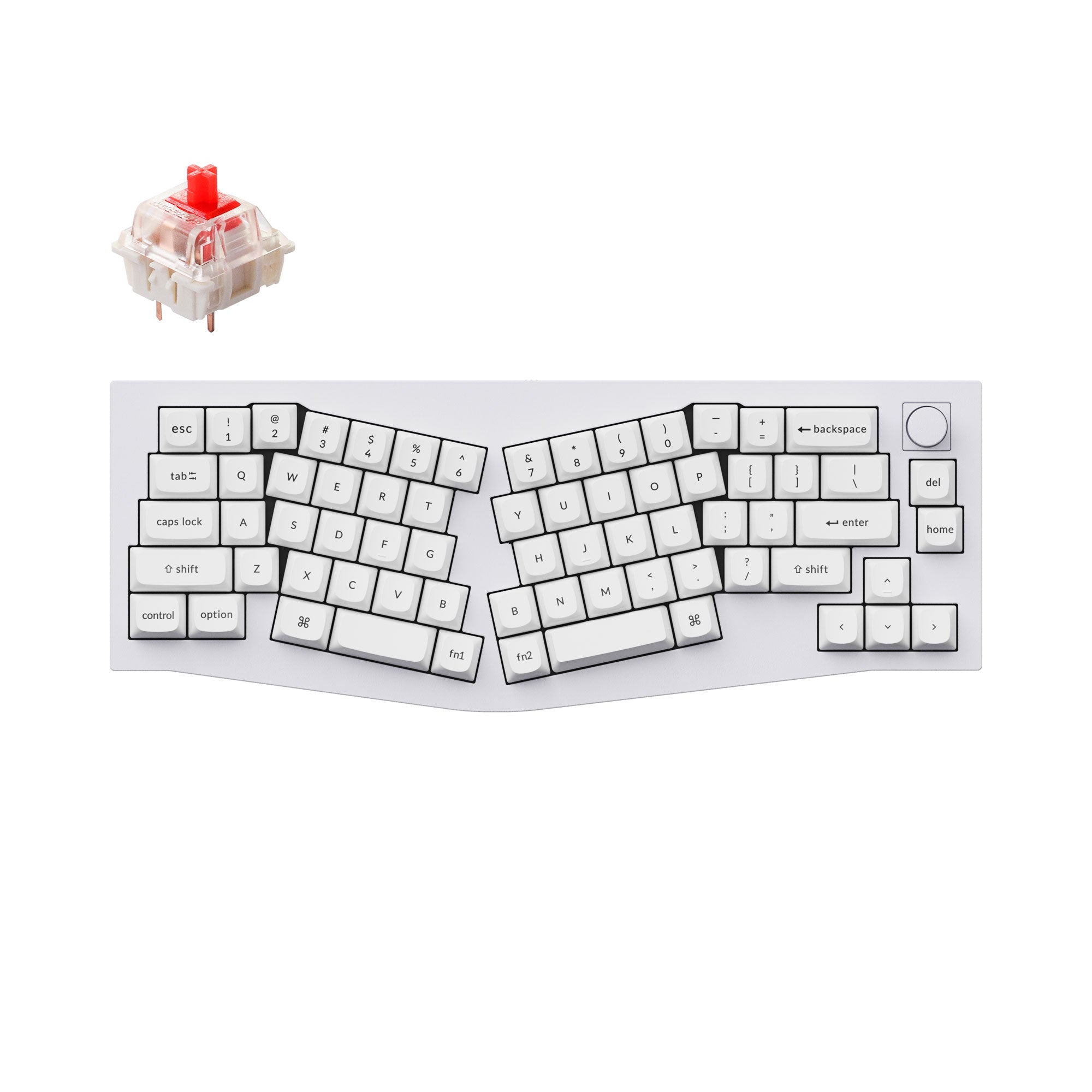 Keychron Q8 QMK/VIA custom mechanical keyboard Alice layout knob version full aluminum shell white for Mac Windows Linux fully assembled Gateron G Pro switch red