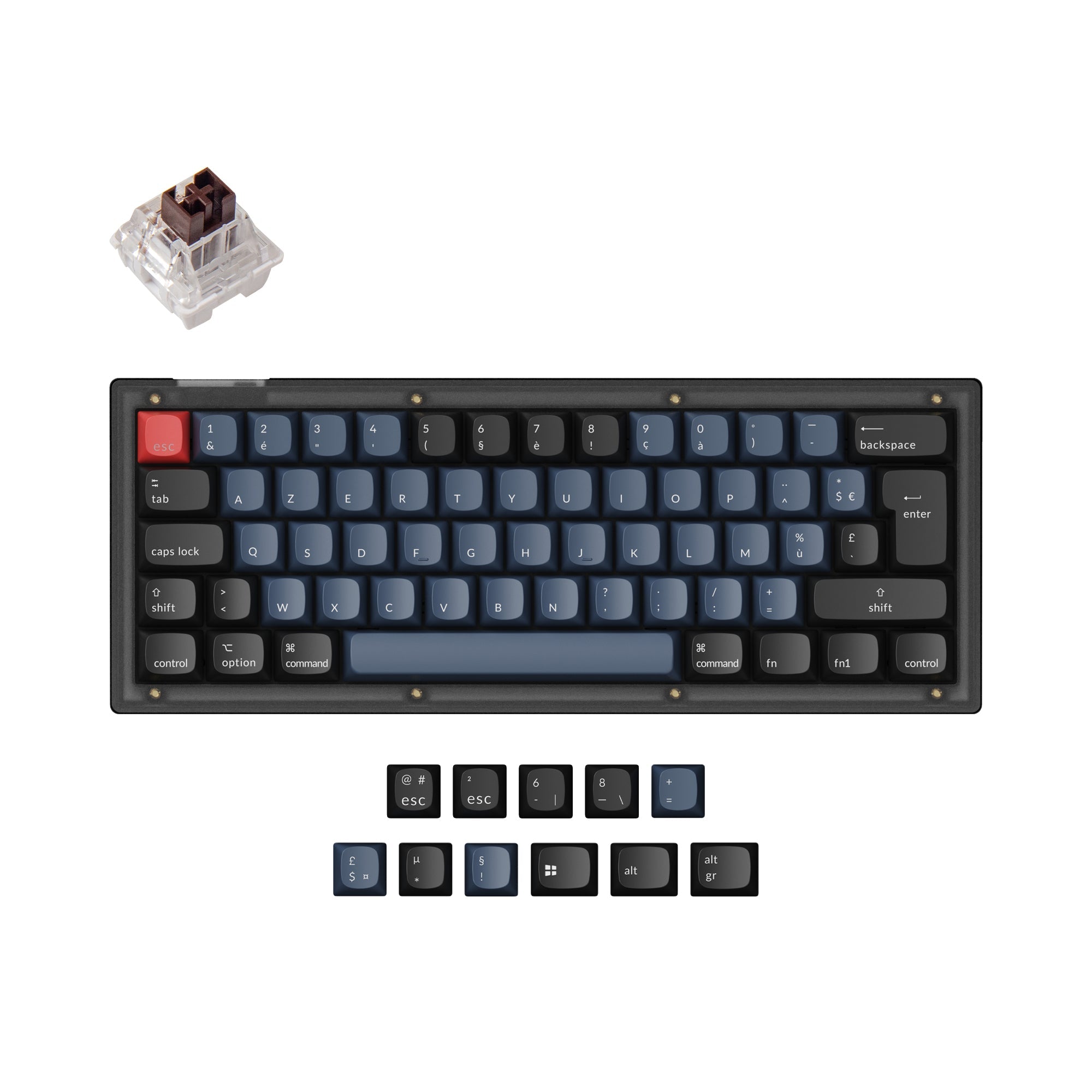 Keychron V4 QMK/VIA Custom Mechanical Keyboard 60 Percent French ISO Layout K Pro Brown Switch