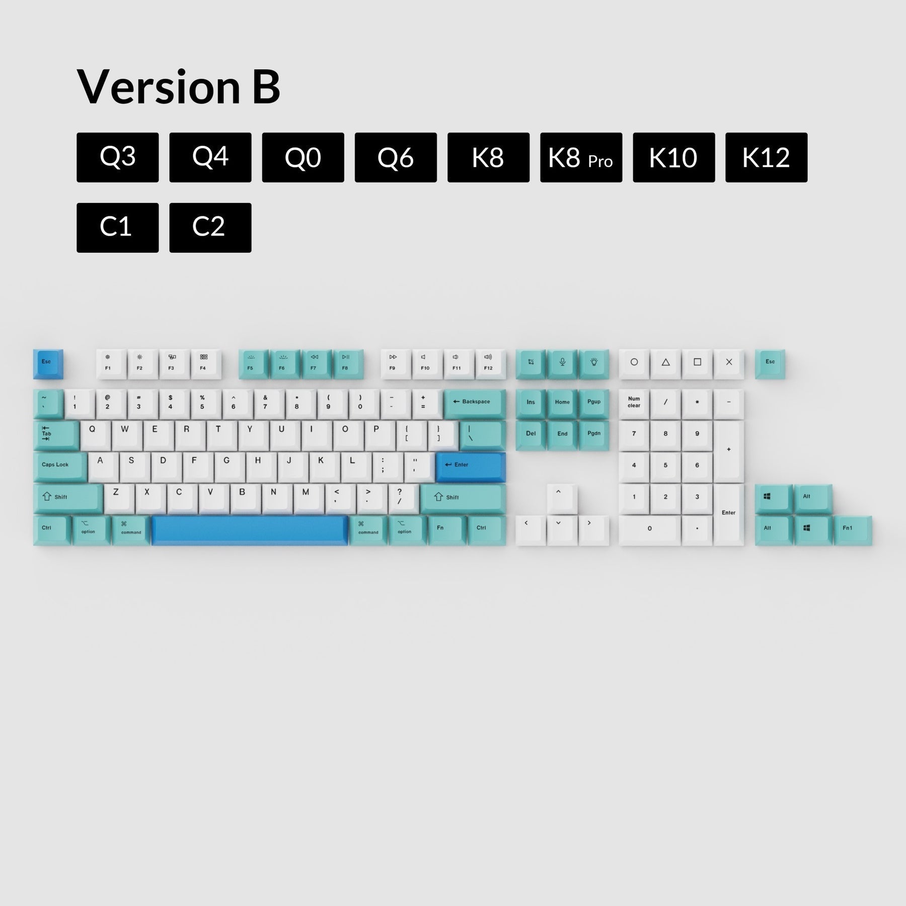 Conjunto de teclas OEM Dye-Sub PBT - Iceberg