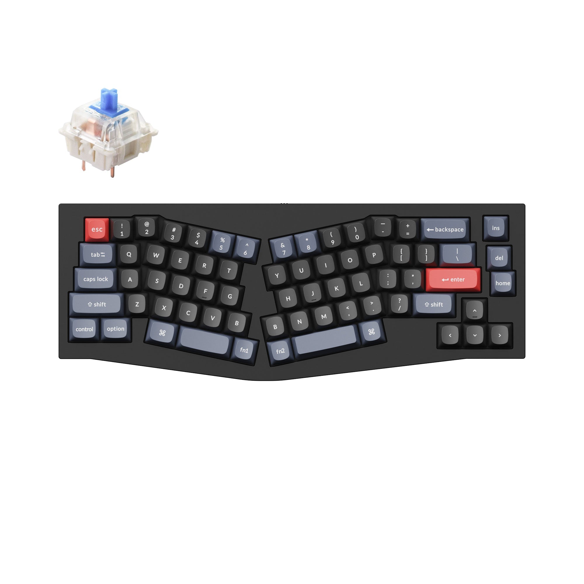 Q8-C2-Keychron Q8 QMK/VIA custom mechanical keyboard Alice layout full aluminum frame for Mac Windows Linux fully assembled black Gateron G Pro switch blue